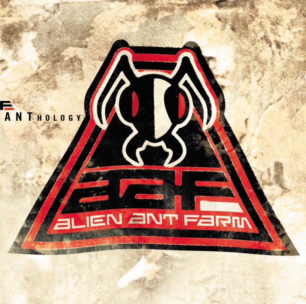 Alien Ant Farm Album Cover Image. Cartoon of an Ant in a red and black pyramid.